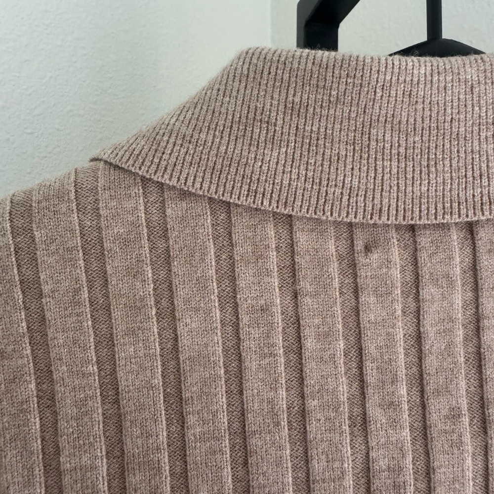 Women's Tan Ribbed Sweater - Picture 6 of 6